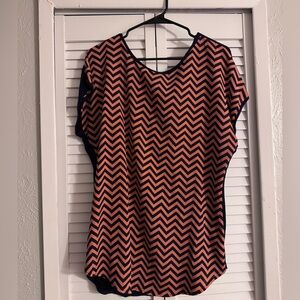 Espresso Pink and Black Chevron Blouse